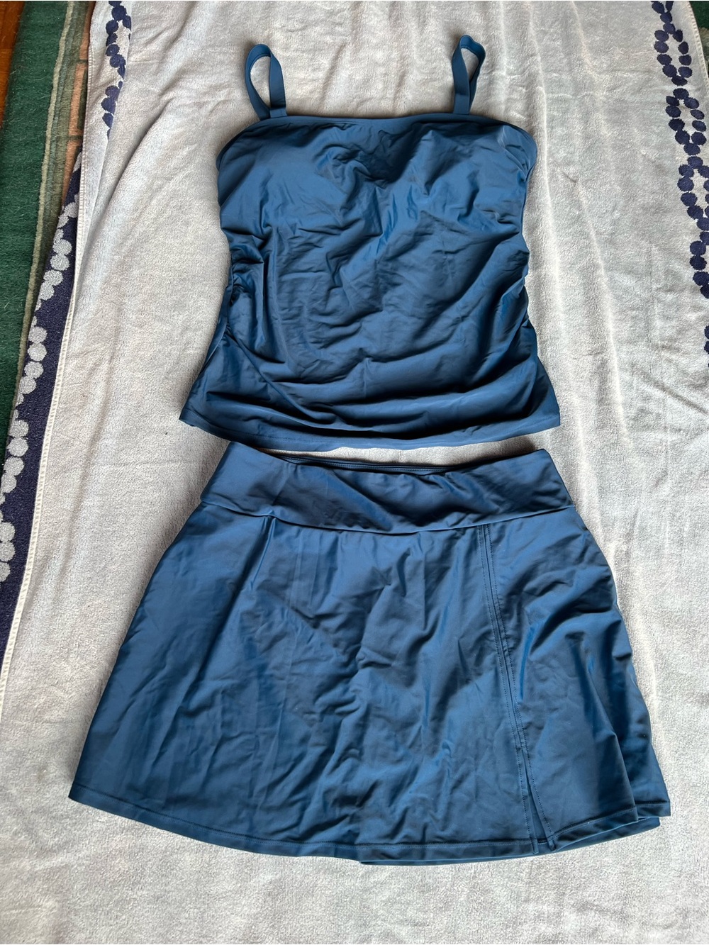 Navy Tankini Swim Skirt Set with Supportive Tank Top